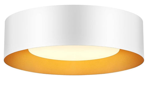 Modern White and Gold Flush Mount Ceiling Lights, Glass Round Ceiling Lighting, Minimalist Drum Close to Ceiling Light Fixtures for Bedroom, Dining Room, Bathroom, Hallways, Living Room