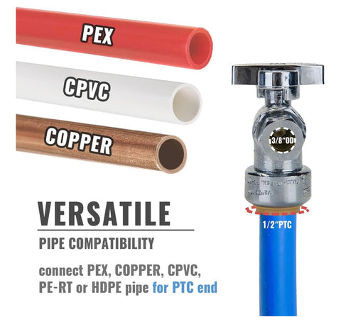 SUNGATOR 25-Pack Angle Stop Valve, Angle Water Shut Off Valve

1/2 x 3/8 Inch Compression, Toilet Water Valve, 1/4 Turn, No Lead

Brass Push to Connect Plumbing Fitting, Pushfit, PEX Pipe, Copper,
CPVC