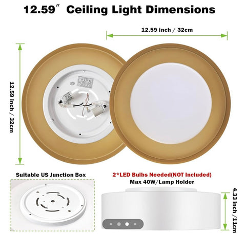 Modern White and Gold Flush Mount Ceiling Lights, Glass Round Ceiling Lighting, Minimalist Drum Close to Ceiling Light Fixtures for Bedroom, Dining Room, Bathroom, Hallways, Living Room