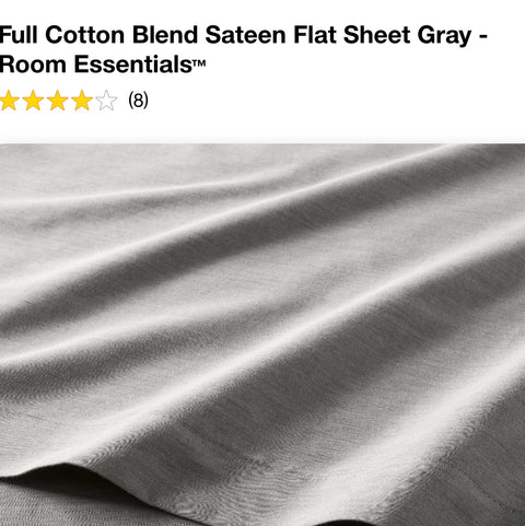 Room Essentials Flat Sheet King Cotton Blend Sateen