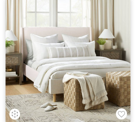 King Encino Fully Upholstered Platform Bed Cream Linen - Threshold™ designed with Studio McGee