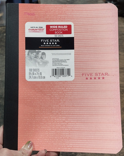 Five Star Wide Ruled Composition Notebook