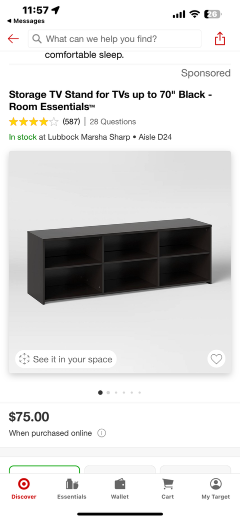 Storage TV Stand for TVs up to 70" Black - Room Essentials™