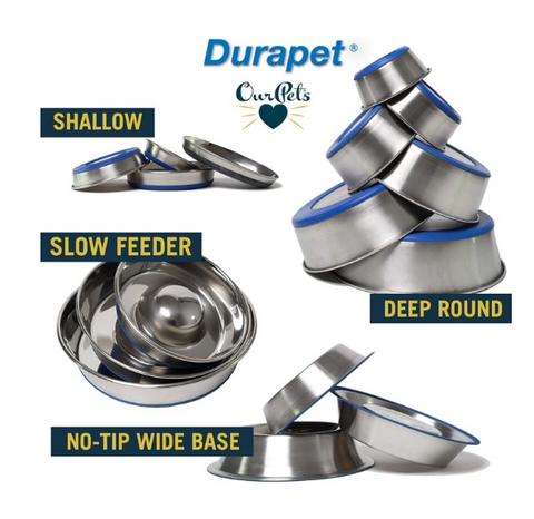 OurPets Premium Stainless Steel Non-Tip Dog Bowl Medium