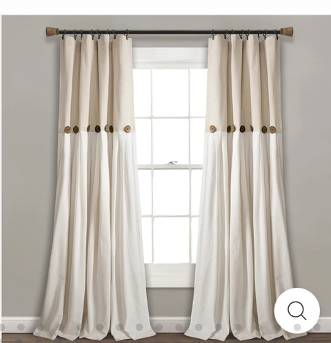 Linen Button Window Curtain Panel