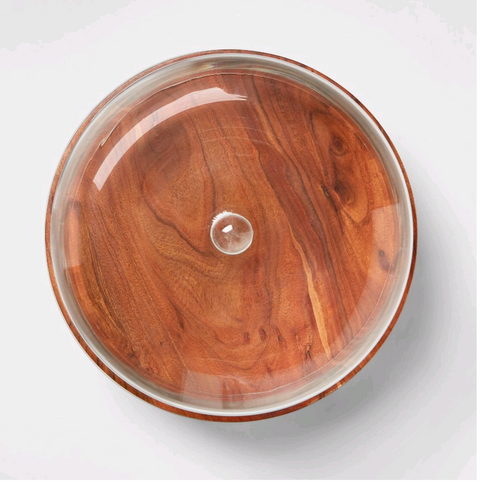 Round Glass & Wood Dessert Stand - Threshold