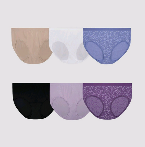 Fruit of the Loom Women's 6pk 360 Stretch Seamless Hipster Underwear - Colors may vary 8 (XL)