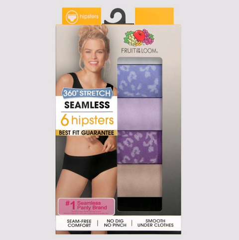 Fruit of the Loom Women's 6pk 360 Stretch Seamless Hipster Underwear - Colors may vary 8 (XL)