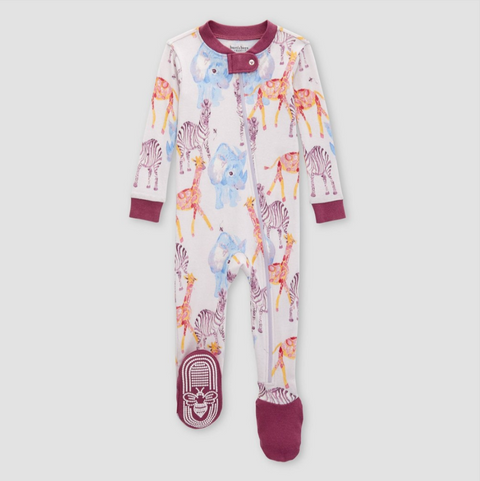 Burt's Bees Baby Baby Girls' Wild Safari Organic Cotton Tight Fit Footed Pajama - Lilac Purple