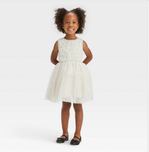 Toddler Girls' Rosette Tulle Dress - Cat & Jack™ Cream