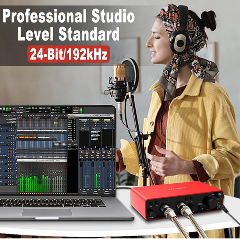 2i2 Audio Interface for Recording Podcasting and Streaming Ultra-low Latency Plug&Play Noise-Free XLR Audio Interface