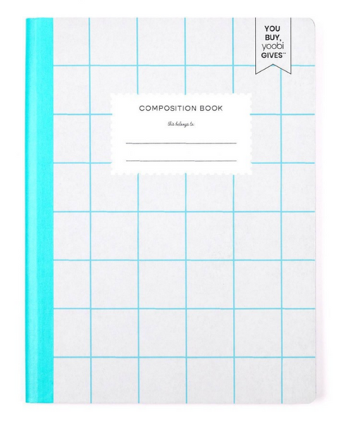 100 Sheets Wide Ruled Composition Notebook Aqua Grid - Yoobi™