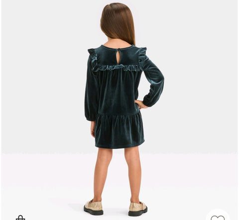 Toddler Girls' Solid A-Line Velour Long Sleeve Dress - Cat & Jack" Black 4T