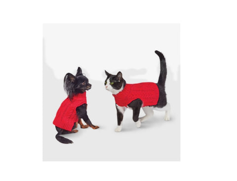 Gingerbread Playhouse Red Knit Cat/Dog or Dog Sweater -