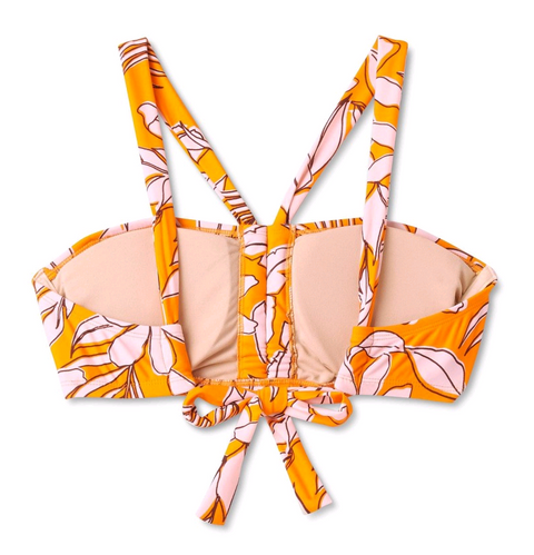 Women's Tropical Print Bralette Bikini Top - Kona Sol Orange L