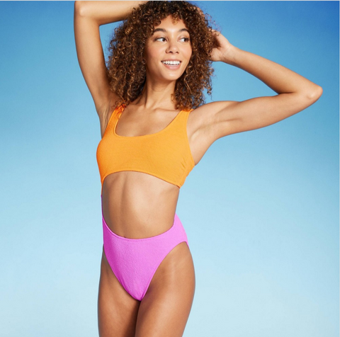 Women's Cut Out One Piece Swimsuit - Wild Fable™ Orange & Pink