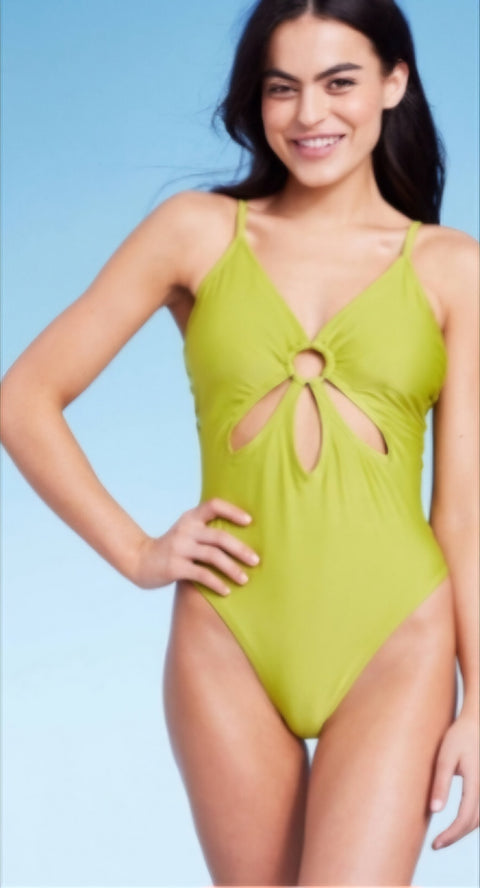 Women's Ring Front Cut Out One Piece Swimsuit - Wild Fable"" Green XS