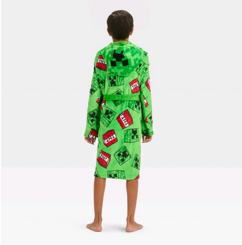 Boys' Minecraft Hooded Robe - Green XS