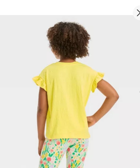 Girls' Flutter Sleeve Textured Knit T-Shirt - Cat & Jack™