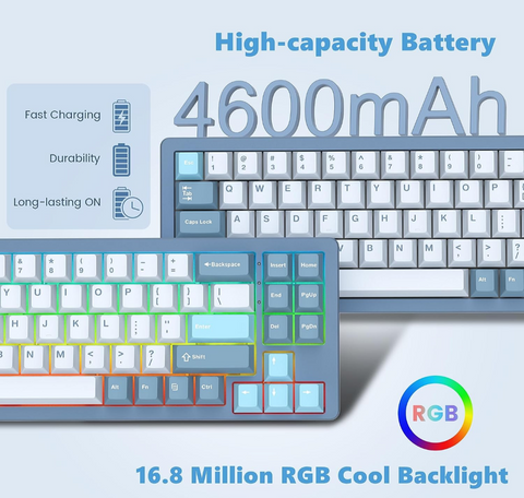 Womier SK71 75% Gaming Keyboard, Aluminum Alloy Shell Wireless Mechanical Keyboard