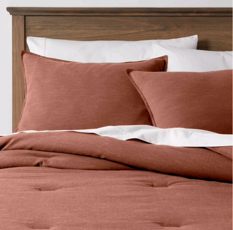 Full/Queen Space Dyed Cotton Linen Comforter & Sham Set Cognac - Threshold™