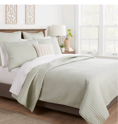 King Washed Cotton Sateen Quilt Sage - Threshold