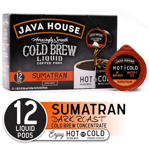 RCI - Amazon - Grorcey JAVA HOUSE Cold Brew Coffee, Dark Roast Coffee Concentrate Liquid Pods