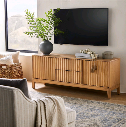 Target Furniture-Thousand Oaks Wood Scalloped TV Stand for TVs up to 50" Natural - Threshold™ designed with Studio McGee