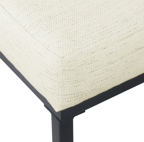 Tufted Metal Bench - Stain-Resistant Cream Woven