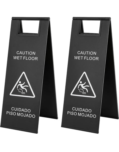 2 Pcs Stainless Steel Caution Wet Floor Sign