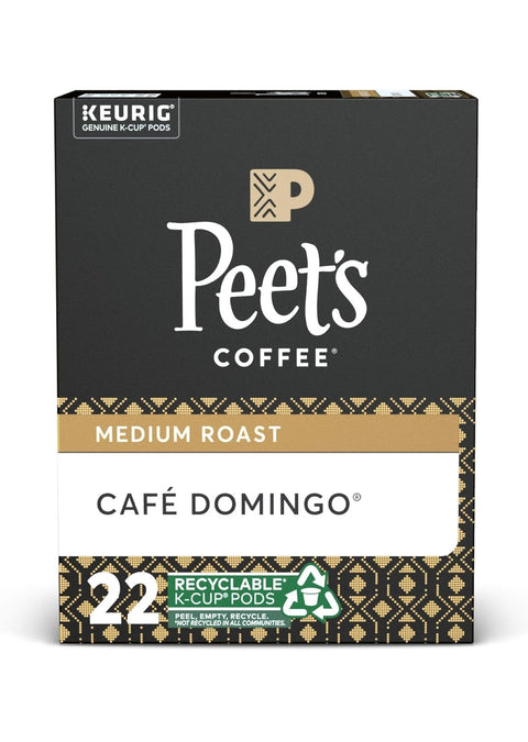 RCI Amazon Grocery - Peet's Coffee Café Domingo, Medium Roast, 22 Count Single Serve K-Cup