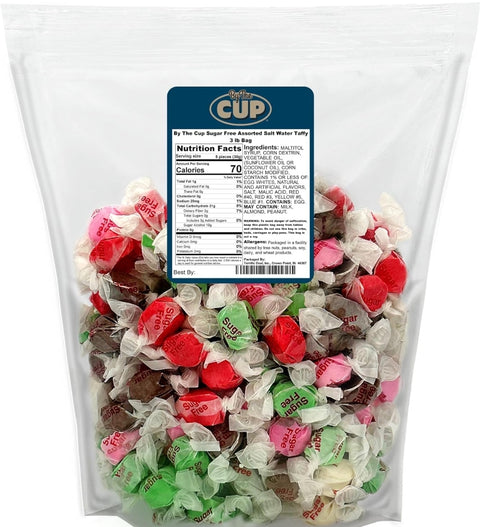 RCI Amazon Grocery - By The Cup Sugar Free Assorted Salt Water Taffy, 3 lb Bag