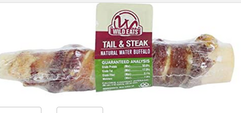 Wild Eats Long Lasting Natural Buffalo Tail Wrapped Steak Jerky Dog Chew