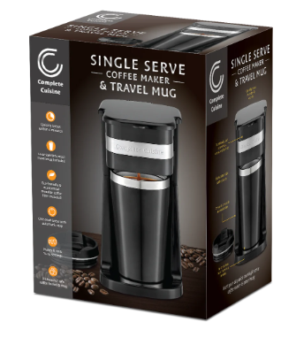 Complete Cuisine Single Serve Coffee Maker & Travel Mug