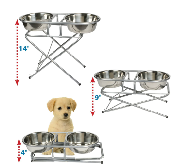 Etna Products Pet Store - 3 Step Adjustable Elevated Dog & Cat Bowls