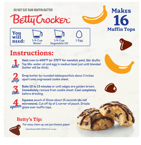 RCI Food - Betty Crocker Muffin Tops Mix, Banana Chocolate Chip, 14.4 oz