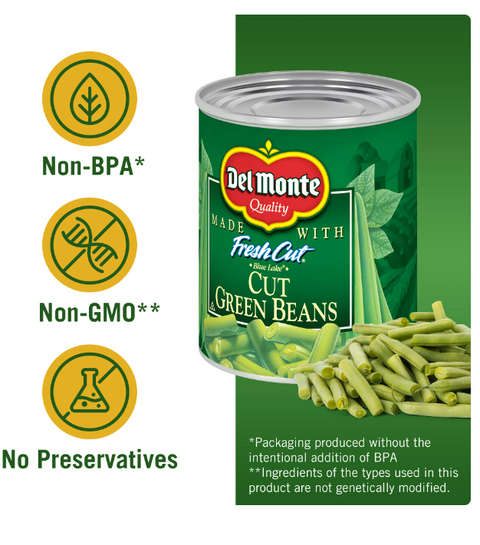 RCI Food - Del Monte Cut Green Beans, Canned Vegetables, 8 oz Can