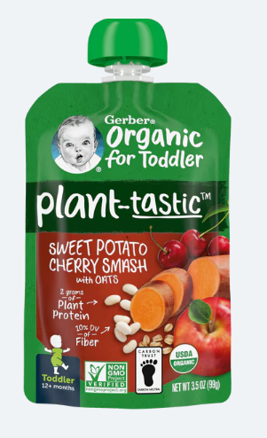 RCI Food - Gerber Plant-tastic™ Pouch Organic Sweet Potato Cherry Smash with Oats 3.5oz