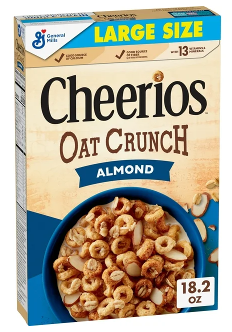 RCI Food - Cheerios Oat Crunch Almond Oat Breakfast Cereal, Large Size, 18.2 oz