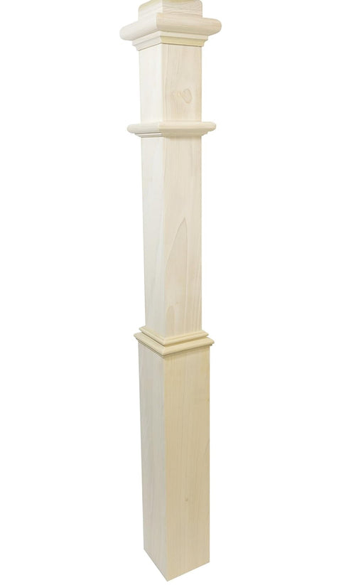 960 - Wood Box Newel - Plain Style with Pedestal - 48 inch - Elegant Sleeve Design - Staircase Post - Paint-Grade (Poplar)