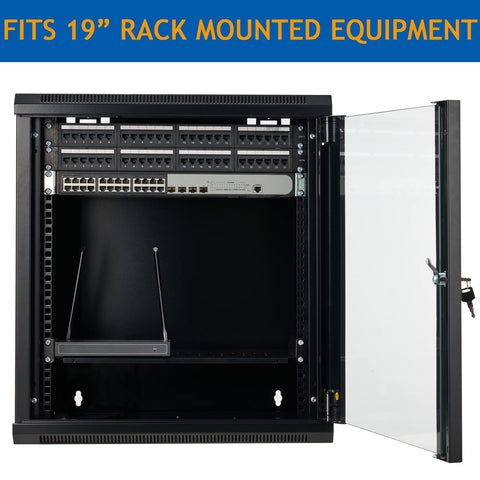 Wall Mount Network Rack Cabinet Enclosure, Glass Door, Quick Open Side Panel, 133lbs, Tedgetal SE Series
