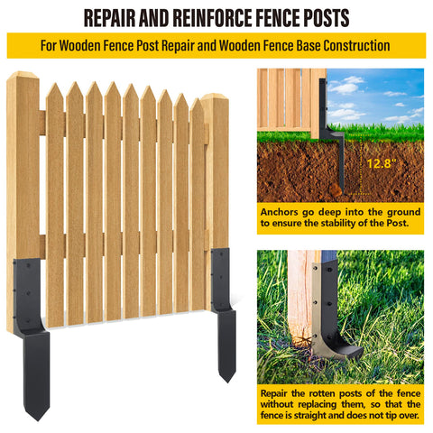 Epcee Heavy Duty Steel 4 x 4" (Actual 3.6 x 3.6") Fence Post Repair kit
