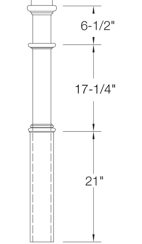 960 - Wood Box Newel - Plain Style with Pedestal - 48 inch - Elegant Sleeve Design - Staircase Post - Paint-Grade (Poplar)