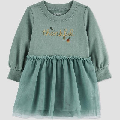 Carter's Just One You® Baby Girls' 'Thankful' Tutu Dress - Green