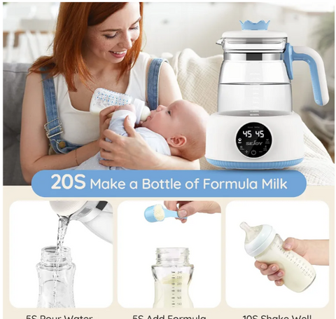 Sejoy Baby Formula Kettle Warm Water Dispenser for Making Formula Bottle Within 20s, Traditional Baby Bottle Warmer Replacement, Accurate Temperature Control, Boil-Dry Protection, 72h Keep Warm, 1.2L