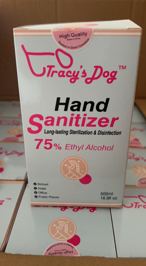 Tracy's Dog Hand Sanitizer, 75% Ethyl Alcohol, 500ml - for School, Home, Office, Public Places - Case of 24