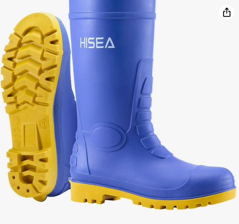 HISEA Men's Steel Toe Rain Boots PVC Rubber Boots