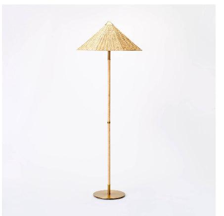 Floor Lamp Gold Iron with Tapered Rattan Shade - Threshold™ Designed with Studio McGee