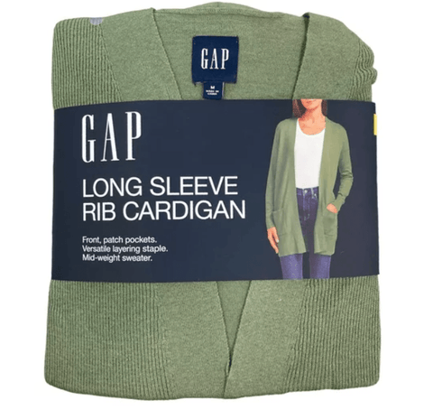 GAP Women's Mid Weight Front Patch Pockets Long Sleeve Rib Cardigan (True Black, M) - Black Hills Blue Spruce Mercantile