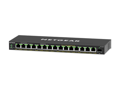 NETGEAR 16-Port PoE Gigabit Ethernet Plus Switch (GS316EP) - Managed with 15 x PoE+ @ 180W, 1 x 1G SFP Port, Desktop/Wall mount